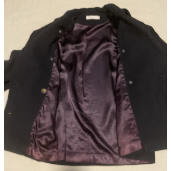 VTG Tweeds Peacoat Jacket Womens Small Black Wool Heavy Double Breasted Coat - Picture 9 of 16